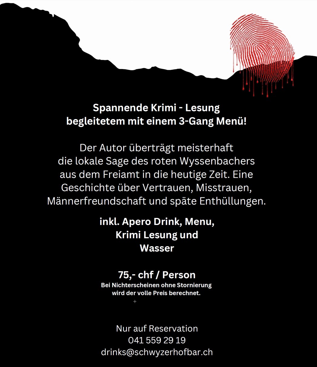 Krimi & Dinner Autorenlesung in Alpnach Event-Info